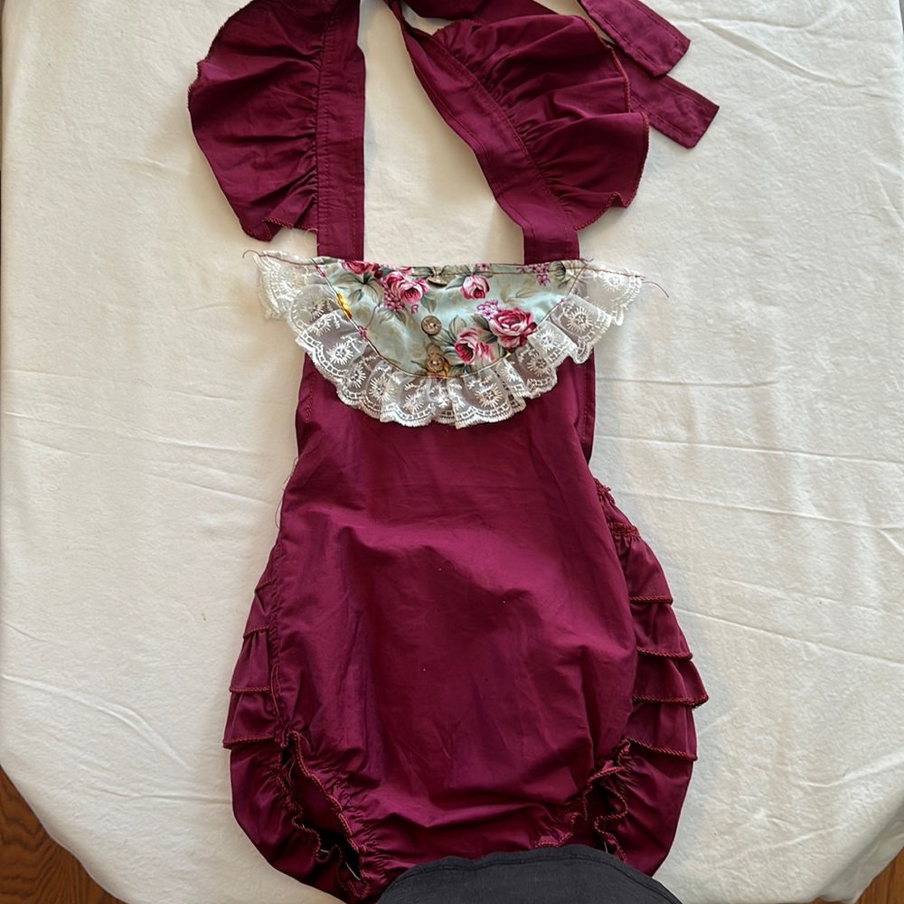 Burgundy Little Girls romper